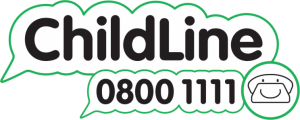 Childline logo with telephone number 0800 1111